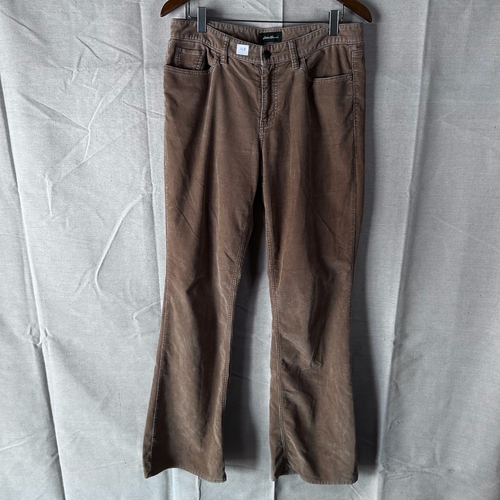 Eddie Bauer Tan Corduroy Pants Womens 8 Tall Stretch Bootcut Brown Mid Rise